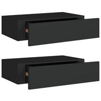 WANDREGALE Mit Schubladen 2Er Set Schwarz 40/23,5/10 Cm Mdf - Schwarz, Holzwerkstoff (23.5/10/40cm) - vidaXL