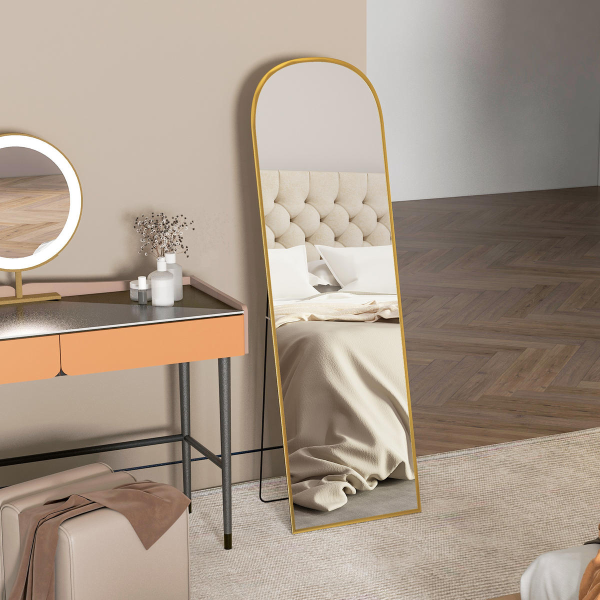 STANDSPIEGEL DE-09959 modernes Design, rahmenlos Gold - Goldfarben, Metall (50/161.5/1.5cm) - ComfortXL