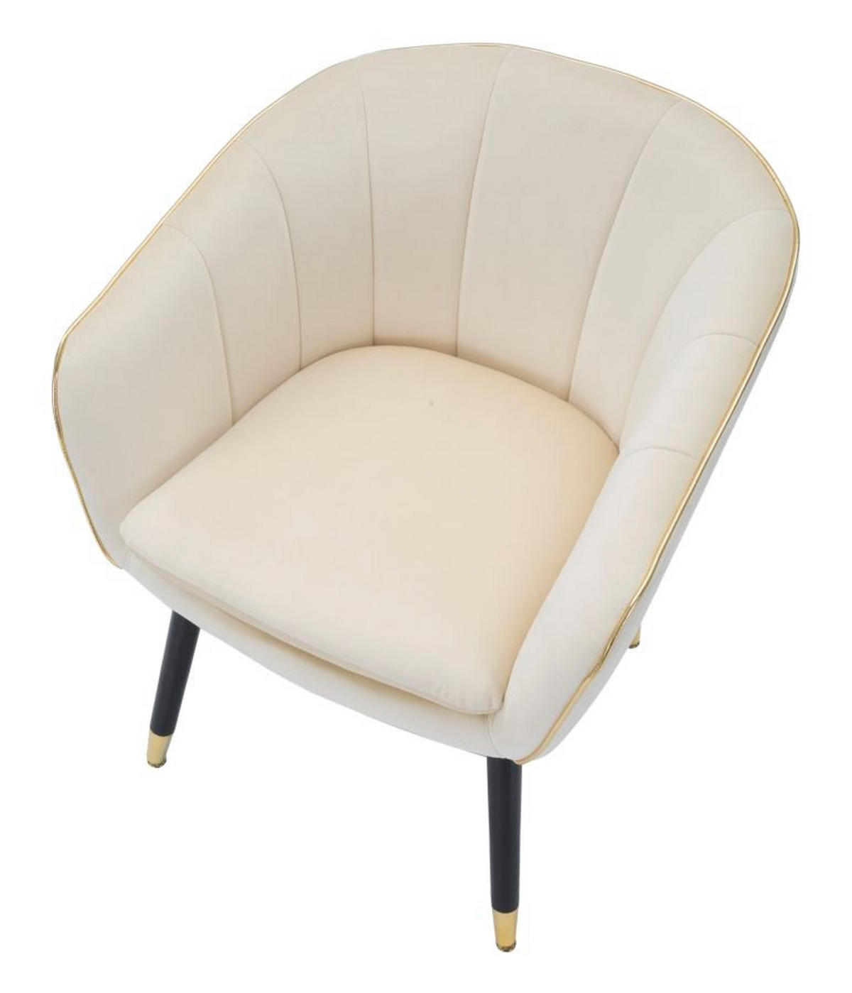 SESSEL Paris, cremefarben und goldfarben, Polyester, Kiefernholz und Metall, 62 x 58 x 78 cm - Goldfarben/Creme, Holz/Kunststoff (62/78/58cm) - Mauro Ferretti