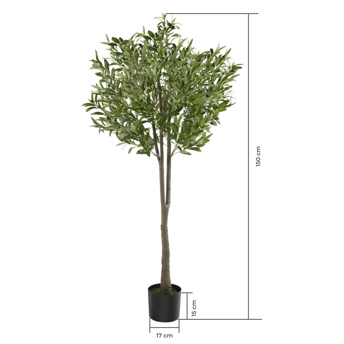 KÜNSTLICHER-OLIVENBAUM Oleand, stabiler Kunststoff-Blumentopf, grün - Grün, Kunststoff (150cm) - tectake