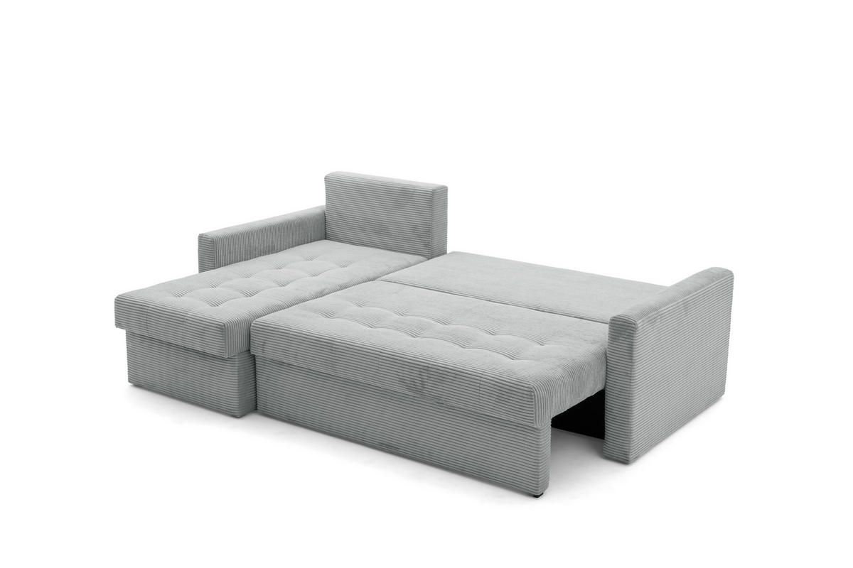 ECKSOFA PULA L Links mit Schlaffunktion 132x198 Cord Grau - Schwarz/Grau, Holz/Kunststoff (214/145cm) - NACANAPA