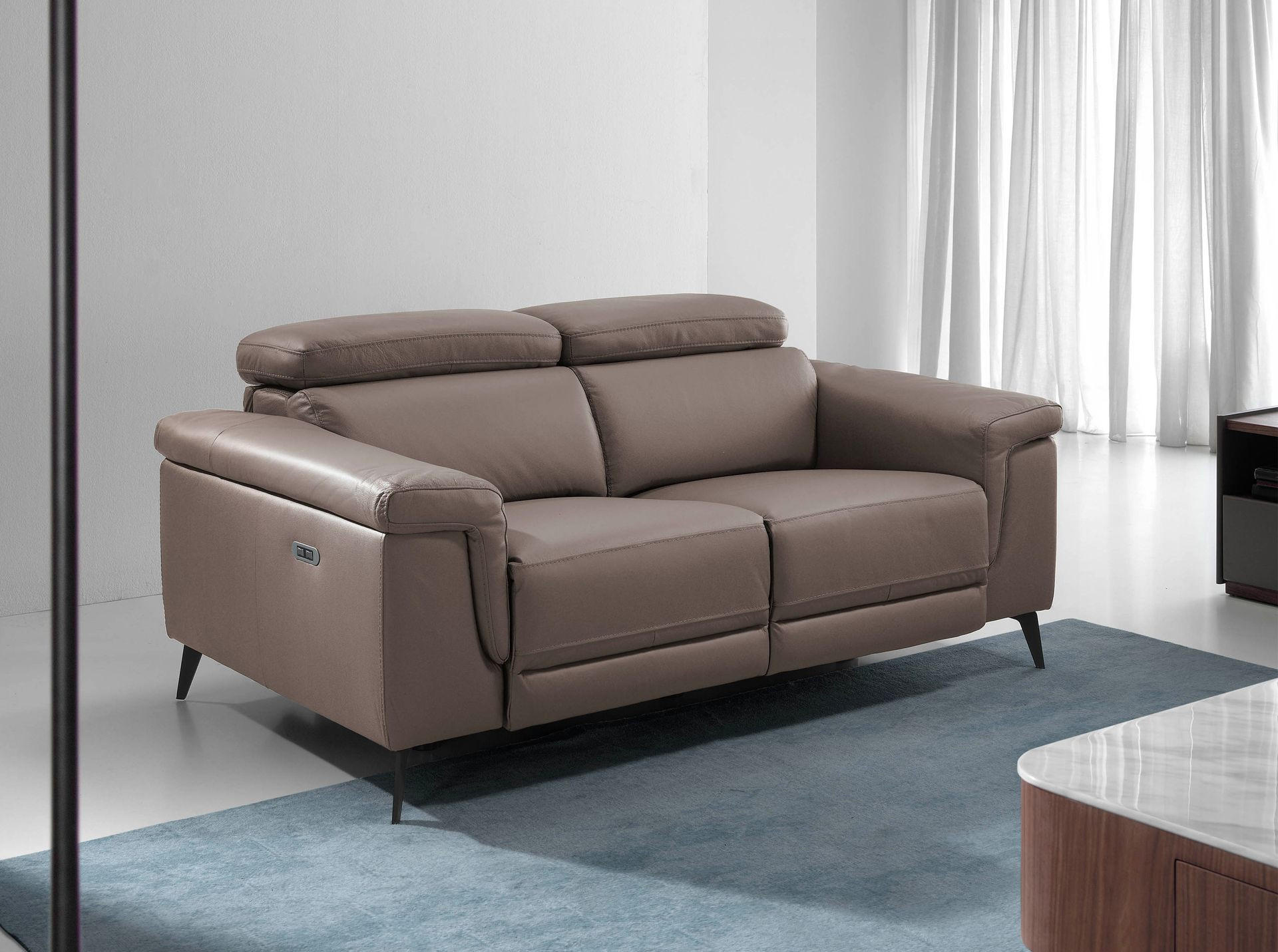 Thumbnail - Angel Cerda Sofa, Taupe, Schwarz, Leder, 170x99x103 cm, Wohnzimmer, Sofas & Couches, Sofas, 2-Sitzer Sofas