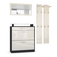 GARDEROBE Loret Front in Creme Hochglanz - Creme, Holzwerkstoff (180/200/23cm) - Vladon