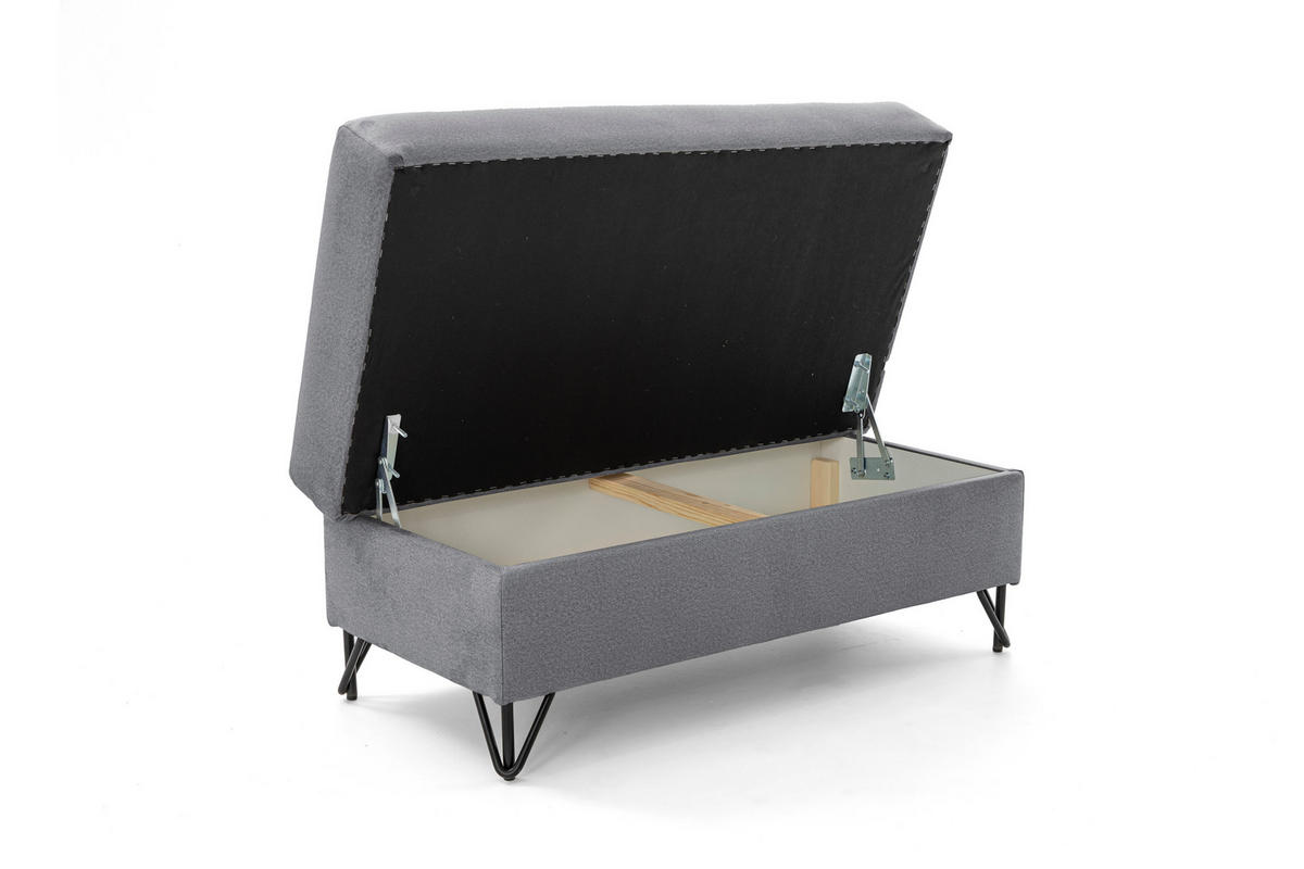 POUF JUNIOR 105x55 cm Velours Dunkelgrau - Dunkelgrau/Schwarz, Holz/Textil (105/43/55cm) - Muffo