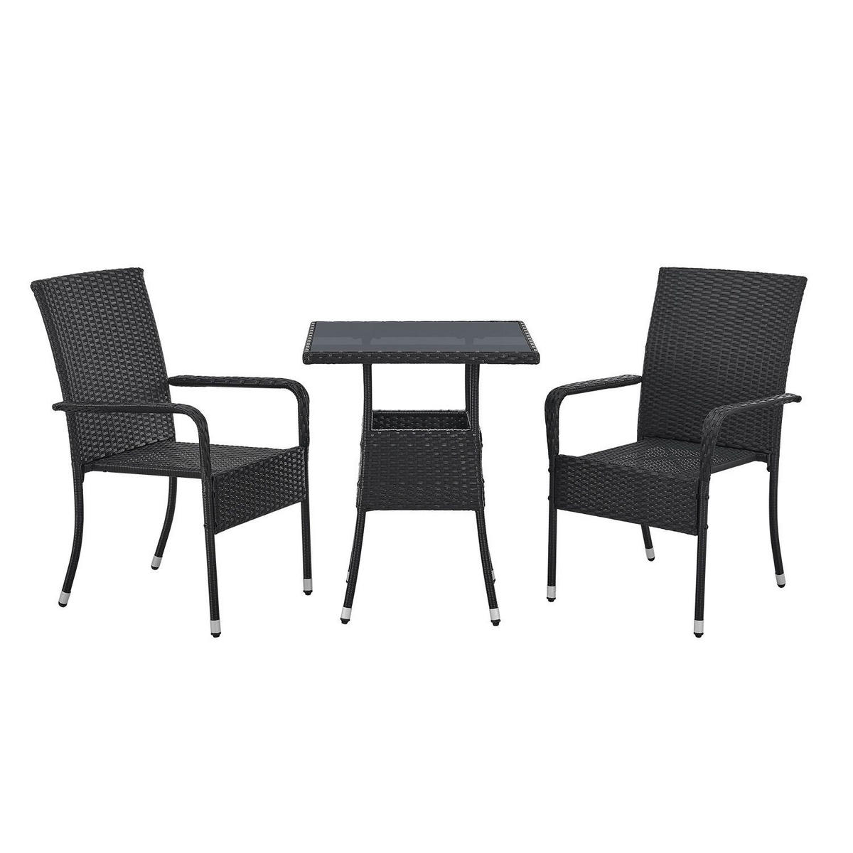 GARTENTISCH Yoro schwarz 60x60 cm - Schwarz, Kunststoff (60/60/73cm) - Juskys