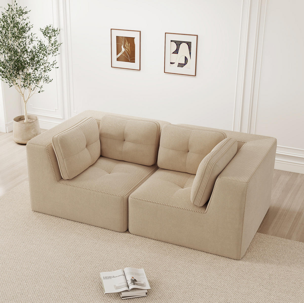 ECKSOFA modular Cord Beige - Beige, Kunststoff (104/69/208cm) - Meubliv