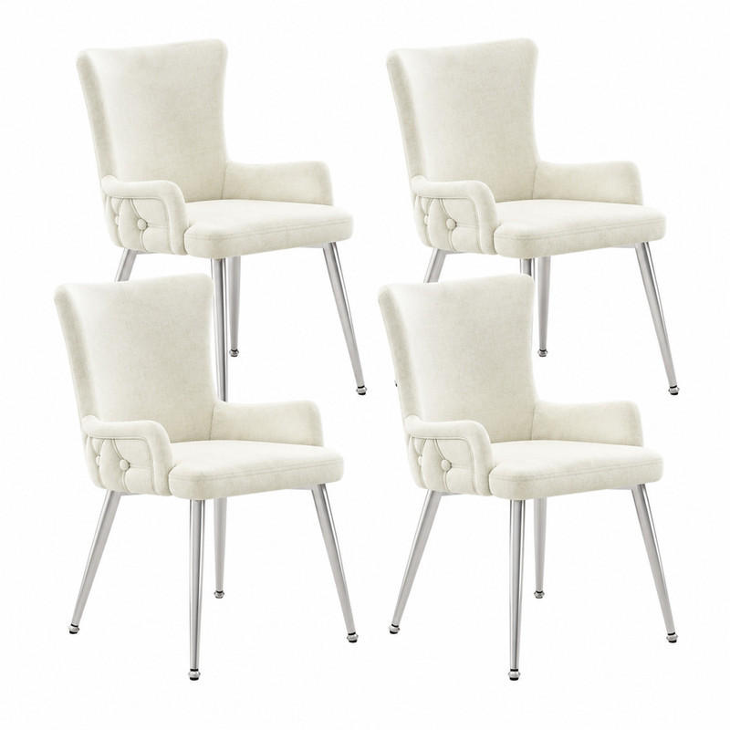 ESSZIMMERSTUHL 4er-Set Samt Beige mit Metallbeinen - Beige, Metall (47/85/49.1cm) - Meubliv
