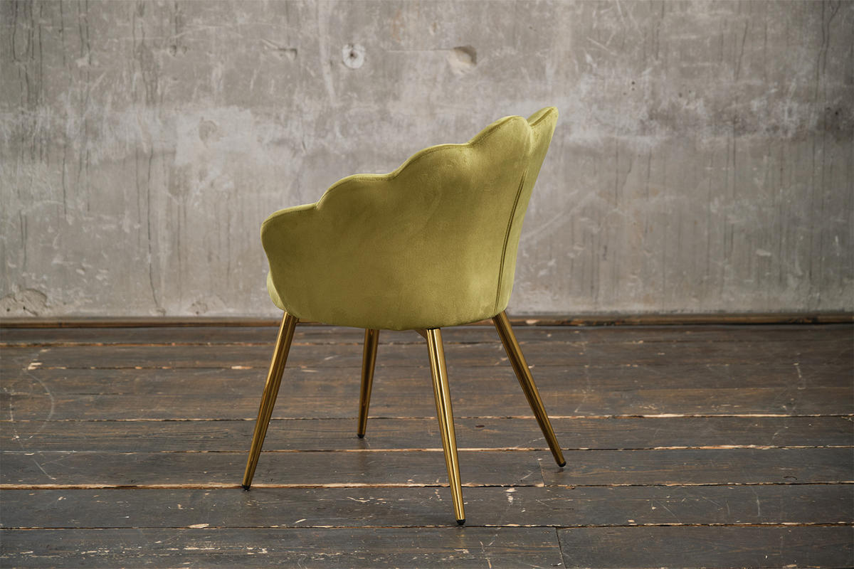 ESSZIMMERSTUHL CARLA Grün Velvet - Goldfarben/Grün, Textil (65/79/58cm) - KAWOLA
