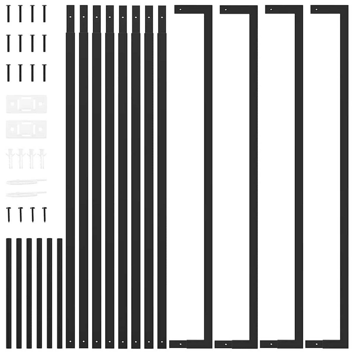 BRENNHOLZREGAL Mattschwarz 110/28/214 Cm Stahl - Schwarz, Metall (28/214/110cm) - vidaXL