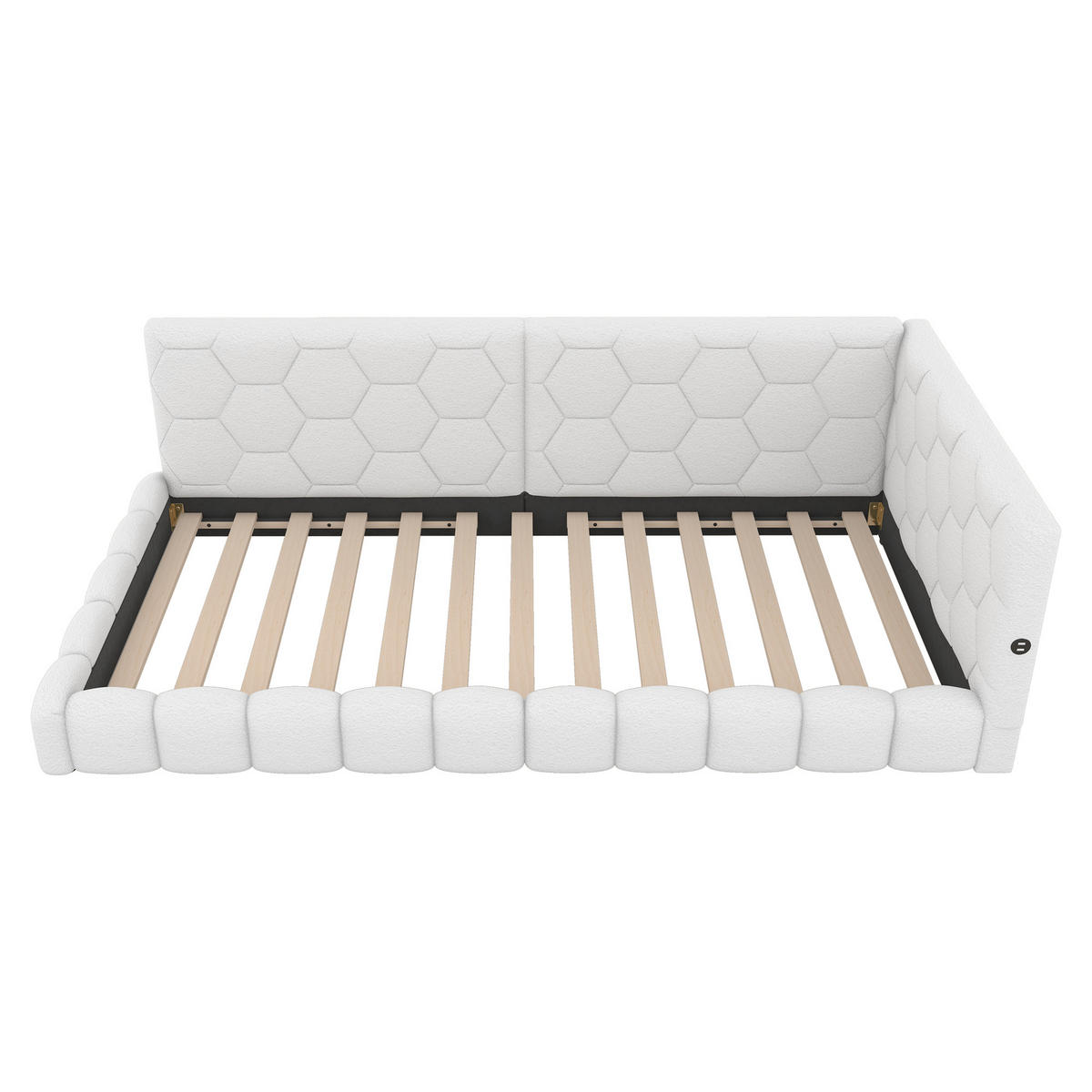 POLSTERBETT aus Samt 90x200 cm in Weiß mit LED & USB-C-Anschluss - Weiß, Textil (90/200cm) - Modfu