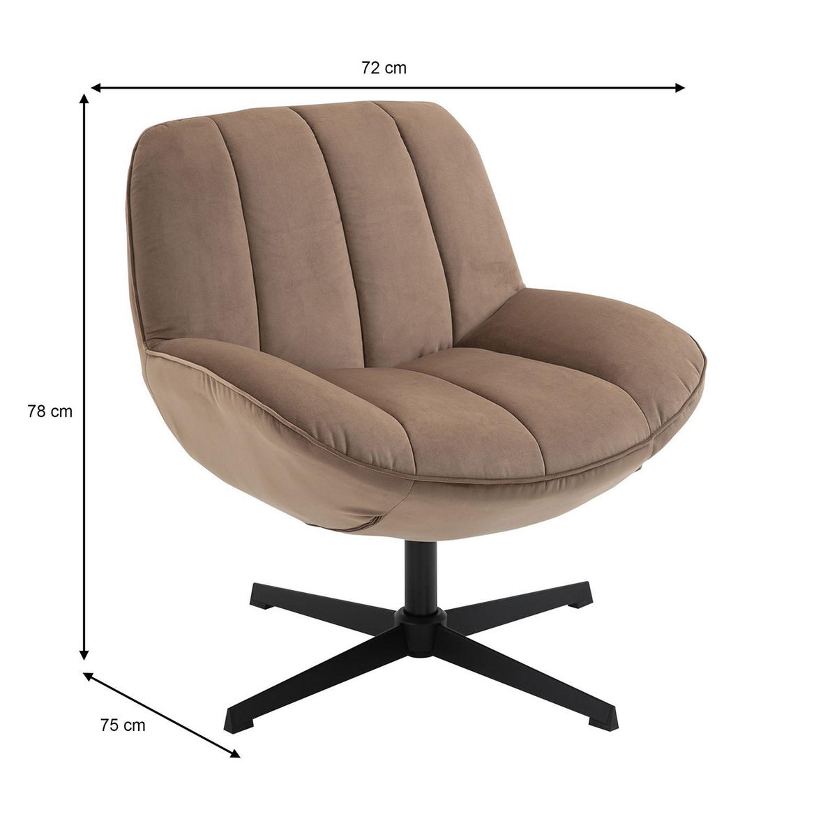 SESSEL TINOS - Braun, Textil (72/78/75cm) - CARO-Möbel