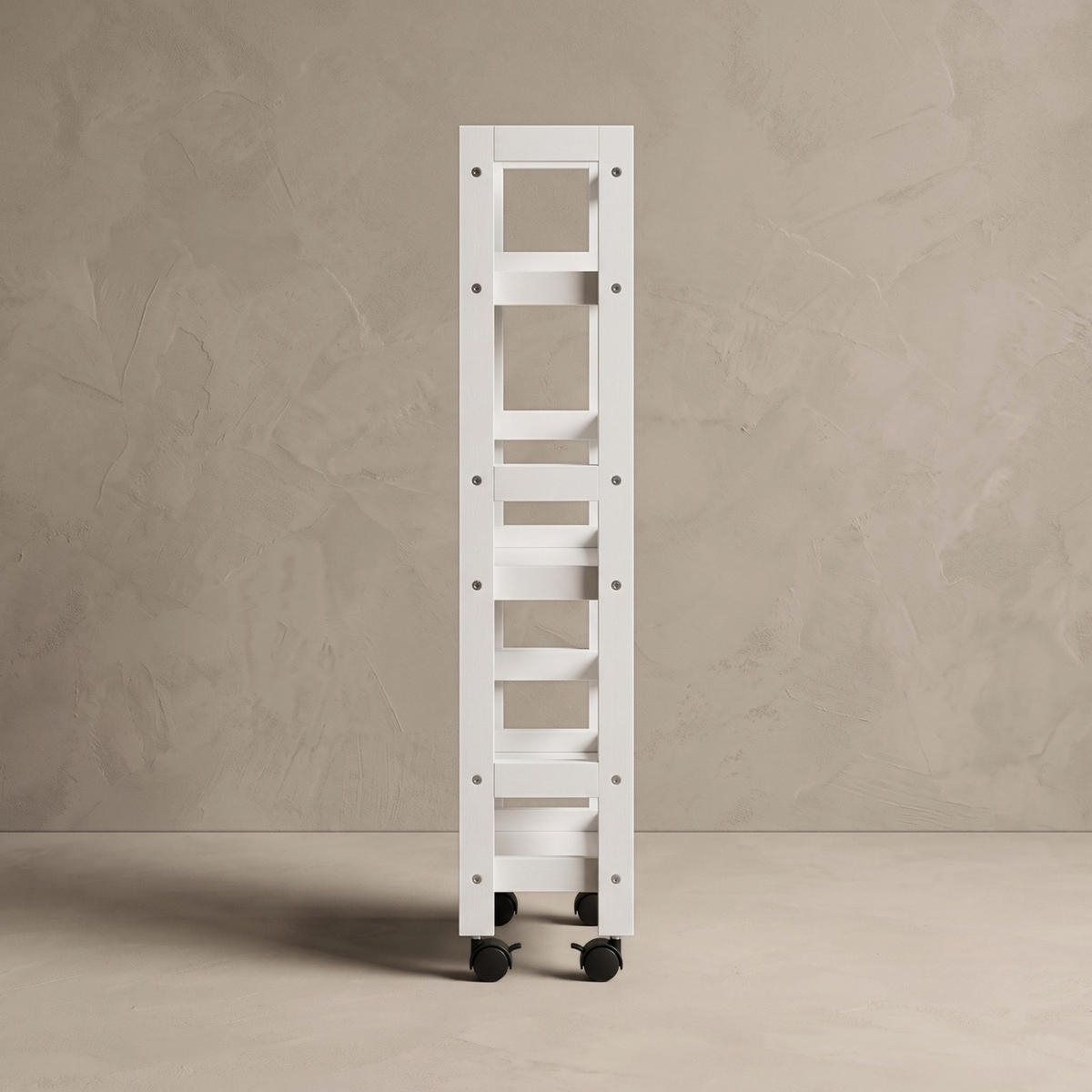 BADEZIMMERREGAL auf Rollen Kluk 38/15/76 cm - Weiß, Naturmaterialien (15/76/38cm) - NUXIO