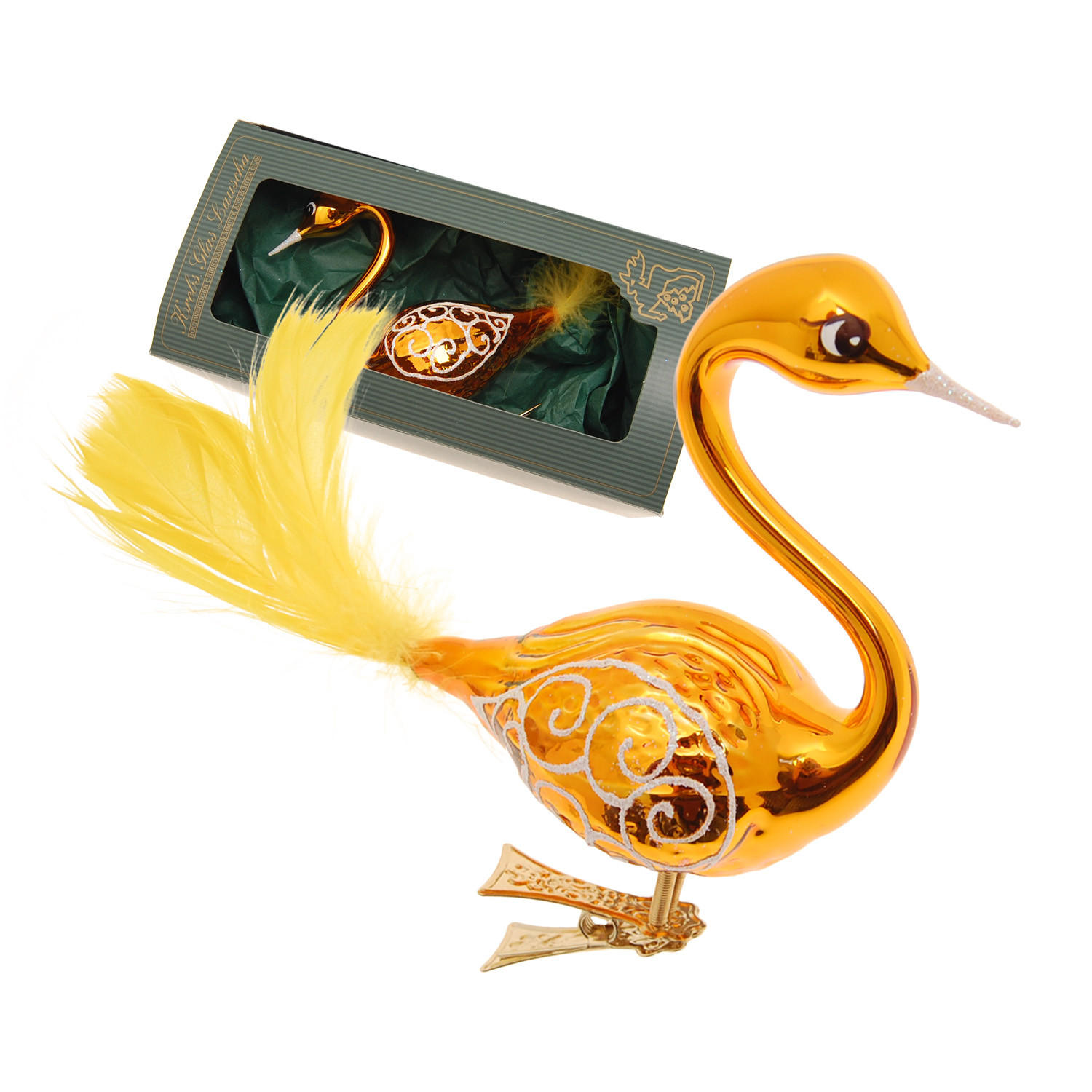 Krebs Glas Lauscha Christbaumschmuck Gold 3x5x9 cm