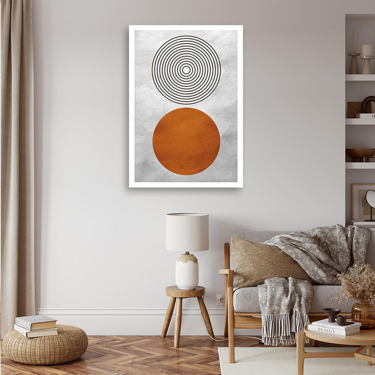 WANDBILD geometrische boho formen - Orange, Textil (40/60cm) - Feeby