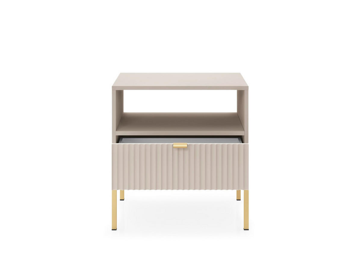 NACHTTISCH Font 54x56x39 cm - Modern Nachtschrank zum Schlafzimmer - EIN praktischer Commode aus Spanplatten - Beige Kaschmir - Beige, Holzwerkstoff (54/56/39cm) - Chilly