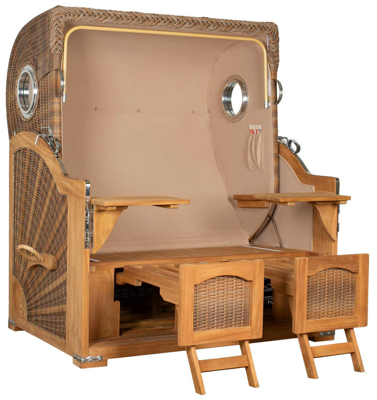 STRANDKORB XXL Düne Grande Teak Banana - Schwarz/Braun, Metall (142/170/95cm) - Mr. Deko