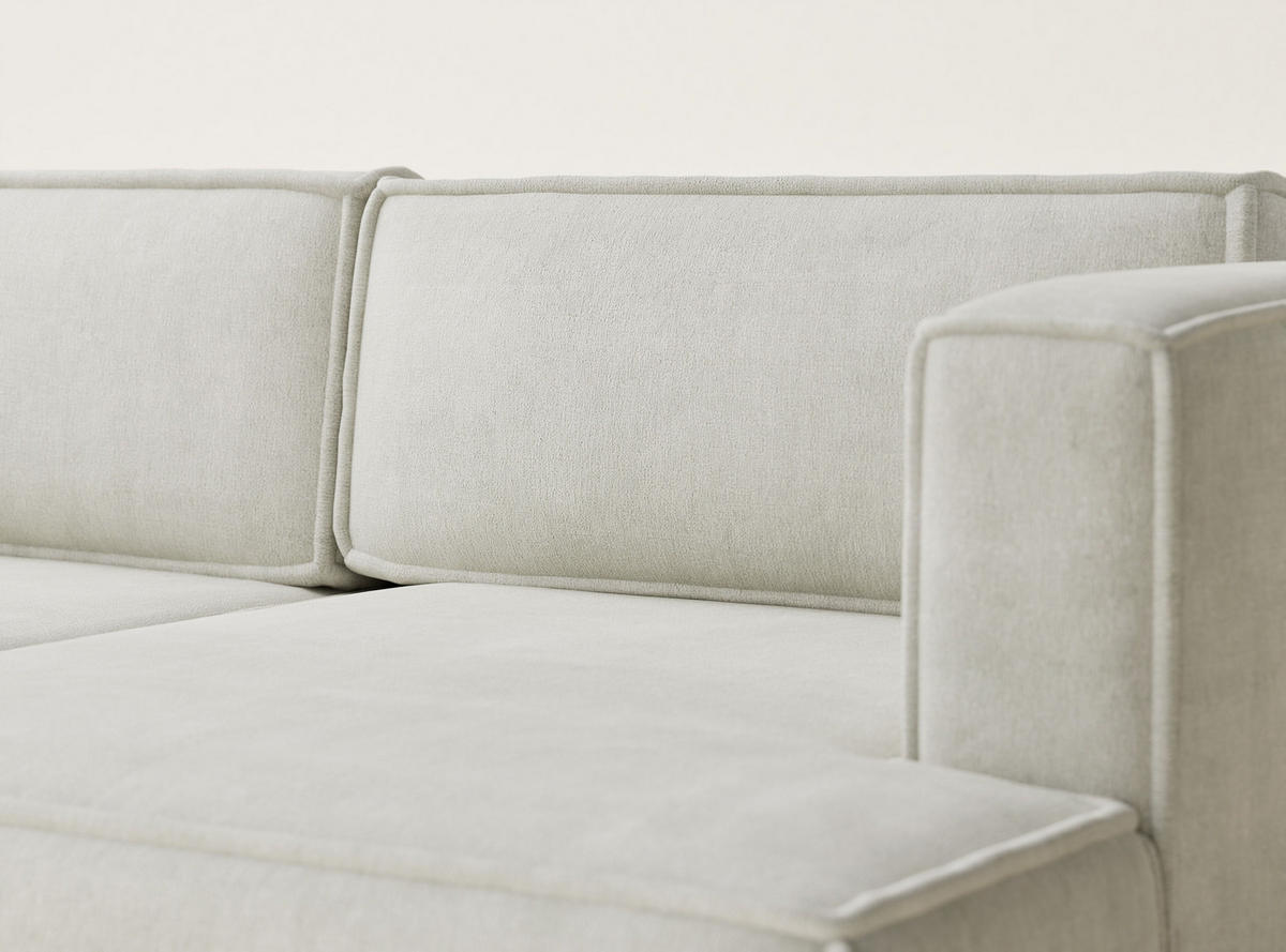 ECKSOFA MIT SCHLAFFUNKTION Velto Creme Webstoff - Creme/Schwarz, Holz/Holzwerkstoff (250/152cm) - Maison de Reve