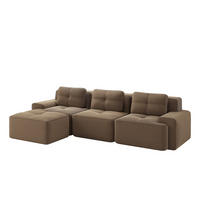 ECKSOFA Cord Braun mit Ottomane - Braun, Textil (293/177cm) - WISHDOR