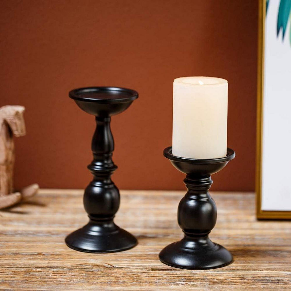 KERZENSTÄNDER Set Klein+Groß Eisen Schwarz - Schwarz, Metall (7.6/22.5/8cm)