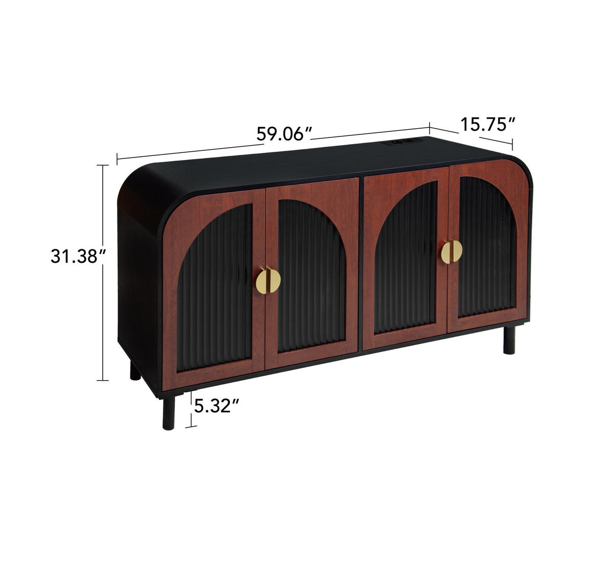 SIDEBOARD 150/40/80 cm schwarz aus Holzwerkstoff mit 4 Türen - Schwarz, Holzwerkstoff (40/80/150cm) - OKWISH