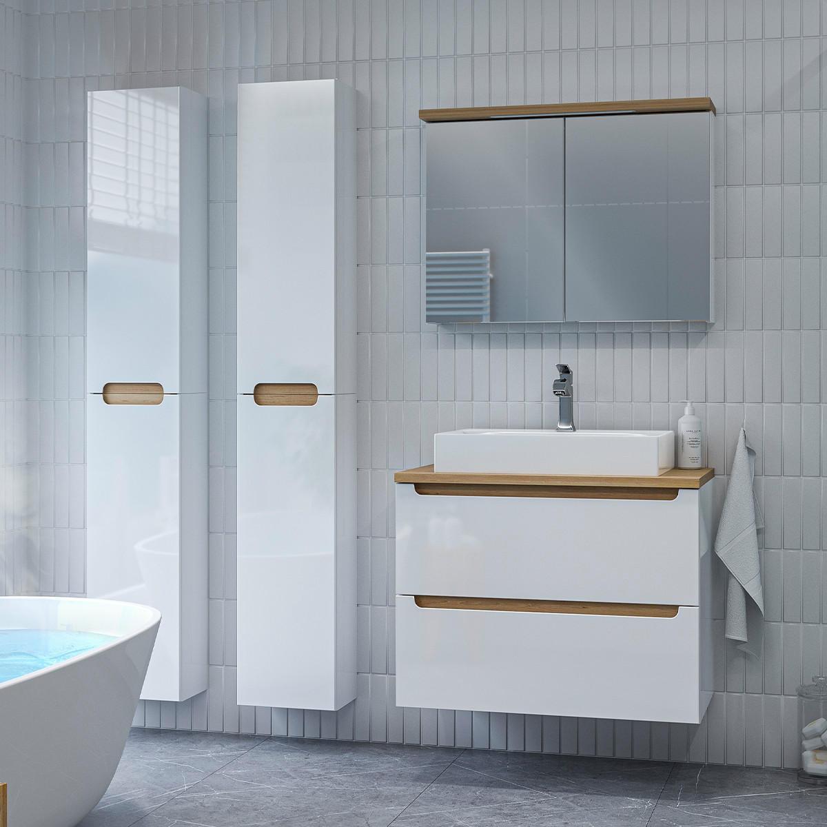 HÄNGESÄULE Livia Weiß - Weiß, Holzwerkstoff (30/150/22cm) - Petits-meubles