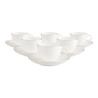 KAFFEETASSEN MIT UNTERTASSEN Anmut Platinum No.1 weiß 150 ml 6er Set - Weiß, Keramik (15/8.9/15cm) - Villeroy & Boch