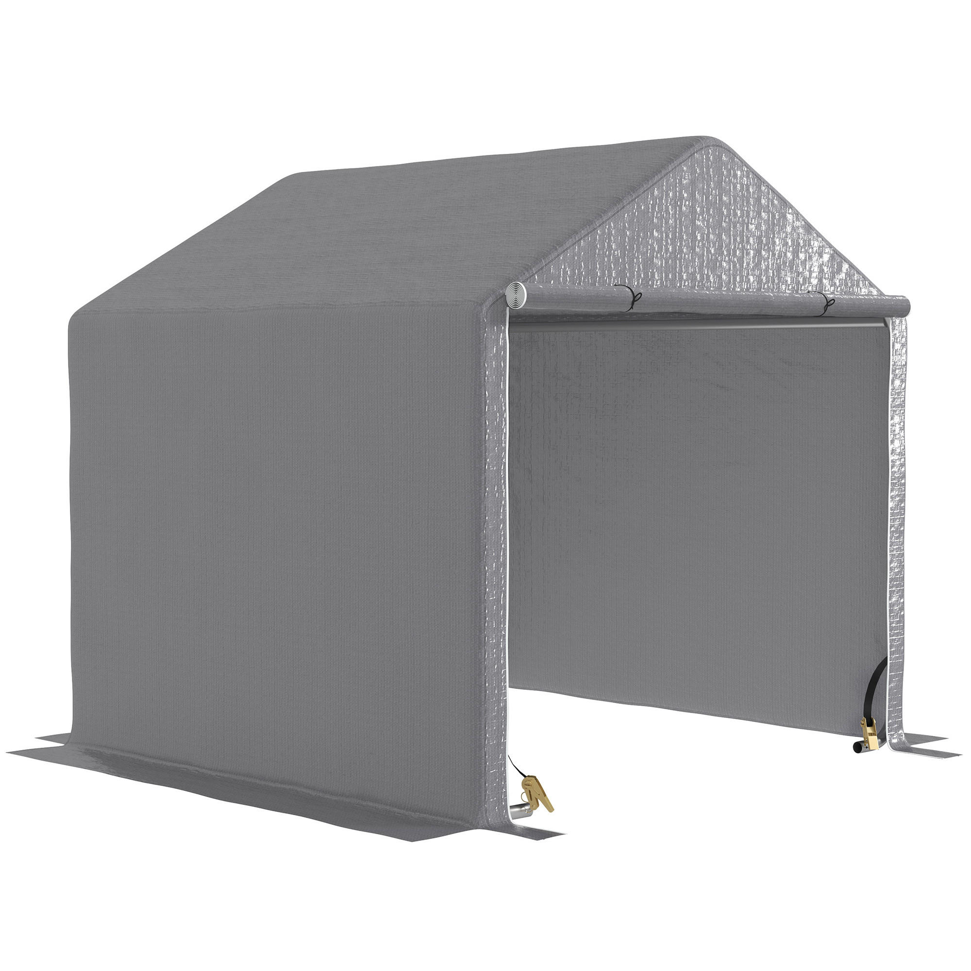 FAHRRADGARAGE DE-16848 2x2x2 m mit verzinktem Stahlrahmen Grau - Grau, Kunststoff (200/200/200cm) - ComfortXL