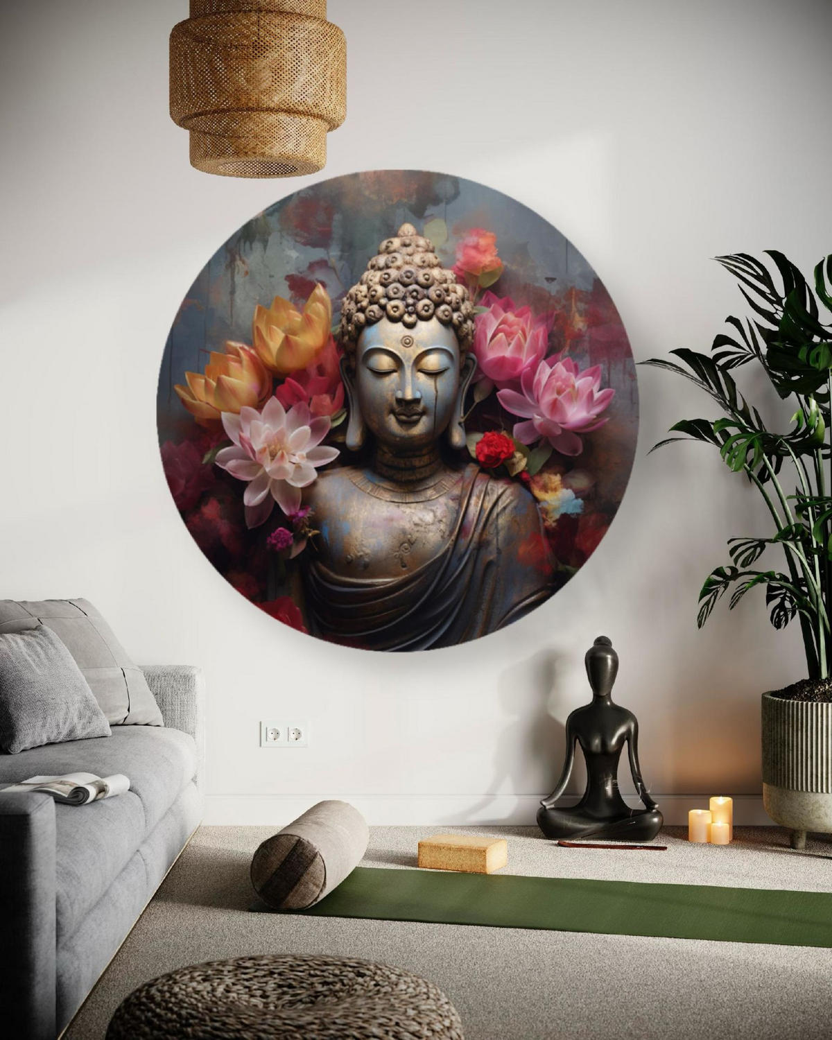RUNDES BILD Grau 80/80 cm - Pink/Grau, Textil (80/80cm) - KUNSTLOFT