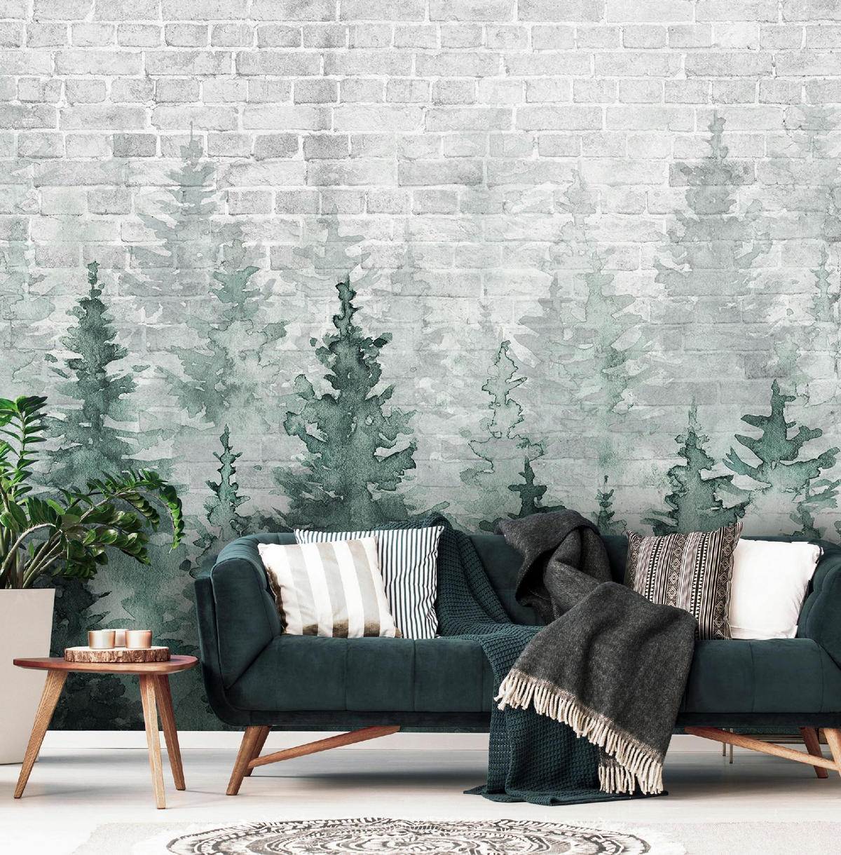 FOTOTAPETE Wald Bäume Grün 312x219 cm - Multicolor, Textil (312/219cm) - Wallarena