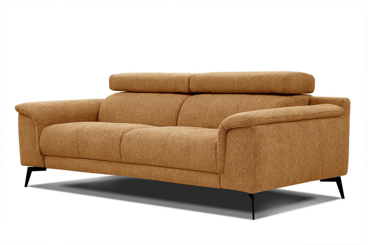 SOFA FIERO 3-Sitzer, orange - Schwarz/Orange, Holzwerkstoff/Textil (212/82/103cm) - Courtois Laville