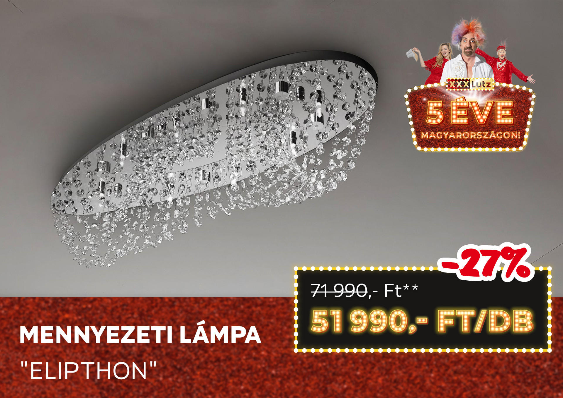 MENNYEZETI LÁMPA "ELIPTHON" Kiemelt termék 71990 Ft.- helyett 51990 Ft.-