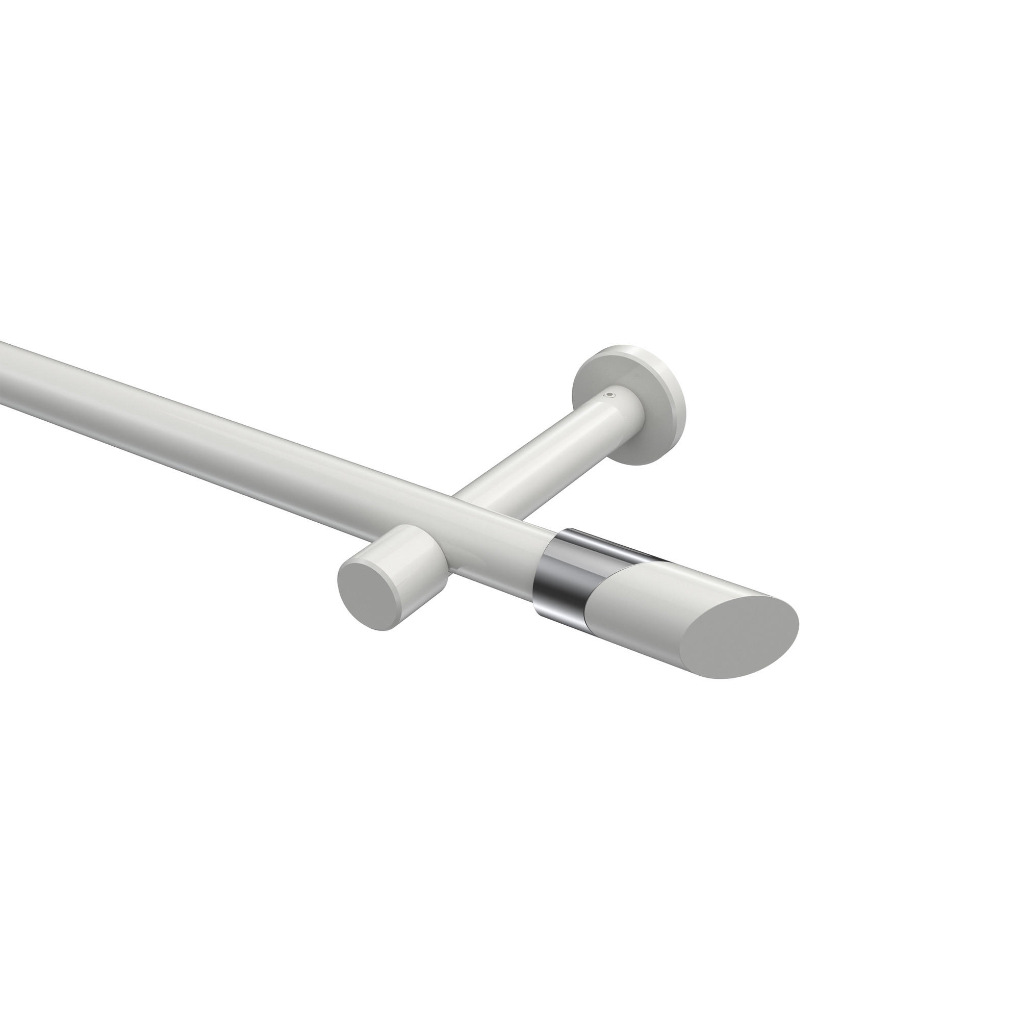GARDINENSTANGEN-SET Prestige Verano 140 cm, 1-läufig (ohne Ringe), 20 mm Ø Weiß - Chromfarben/Weiß, Metall (140cm) - INTERDECO