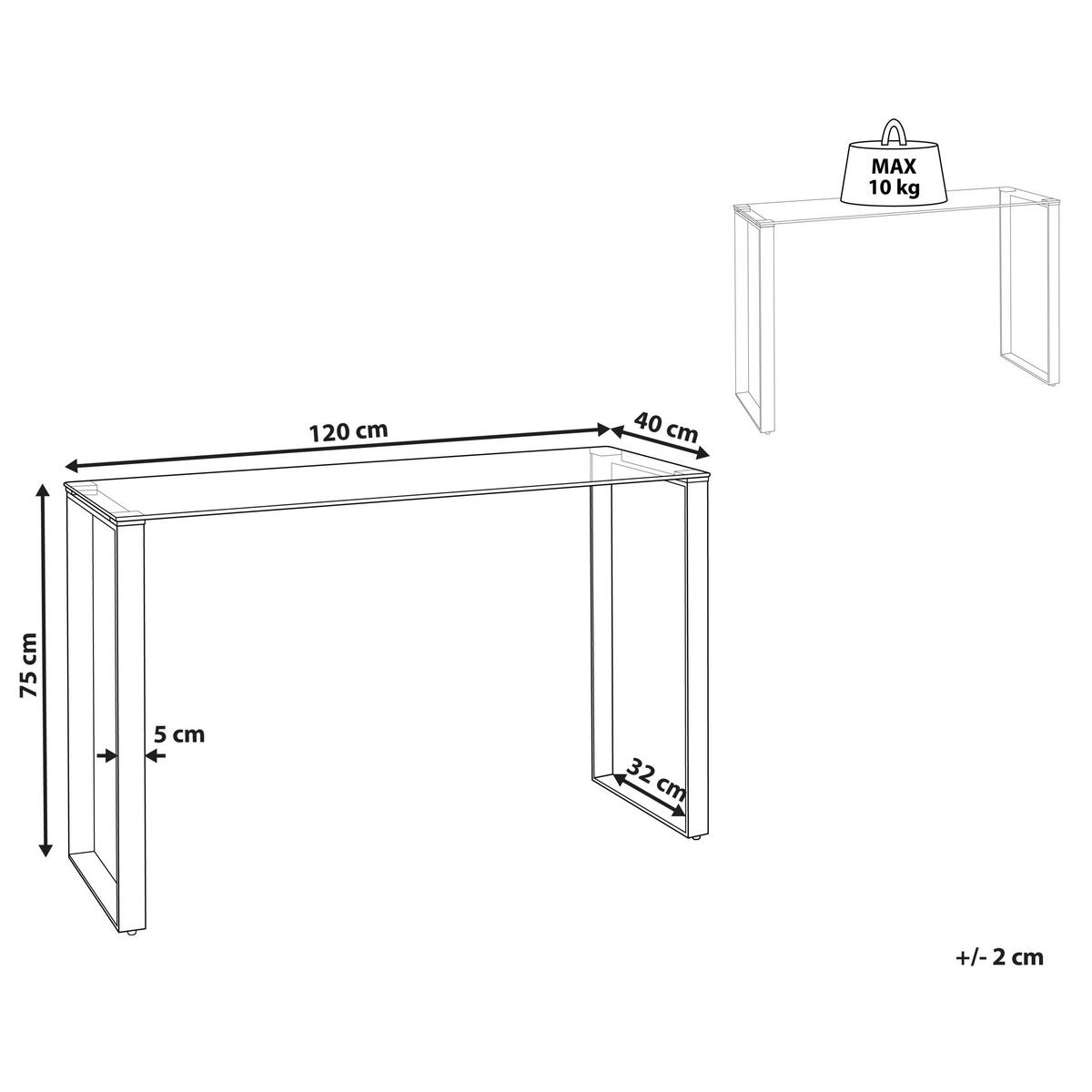 KONSOLENTISCH mit Glasplatte Silber Tilon - Transparent/Silberfarben, Glas (40/120/75cm) - Beliani