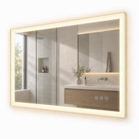 BADSPIEGEL Silber LED mit Steckdose 100x60 cm - Transparent, Glas/Kunststoff (100/60/3.5cm) - Relaxdays