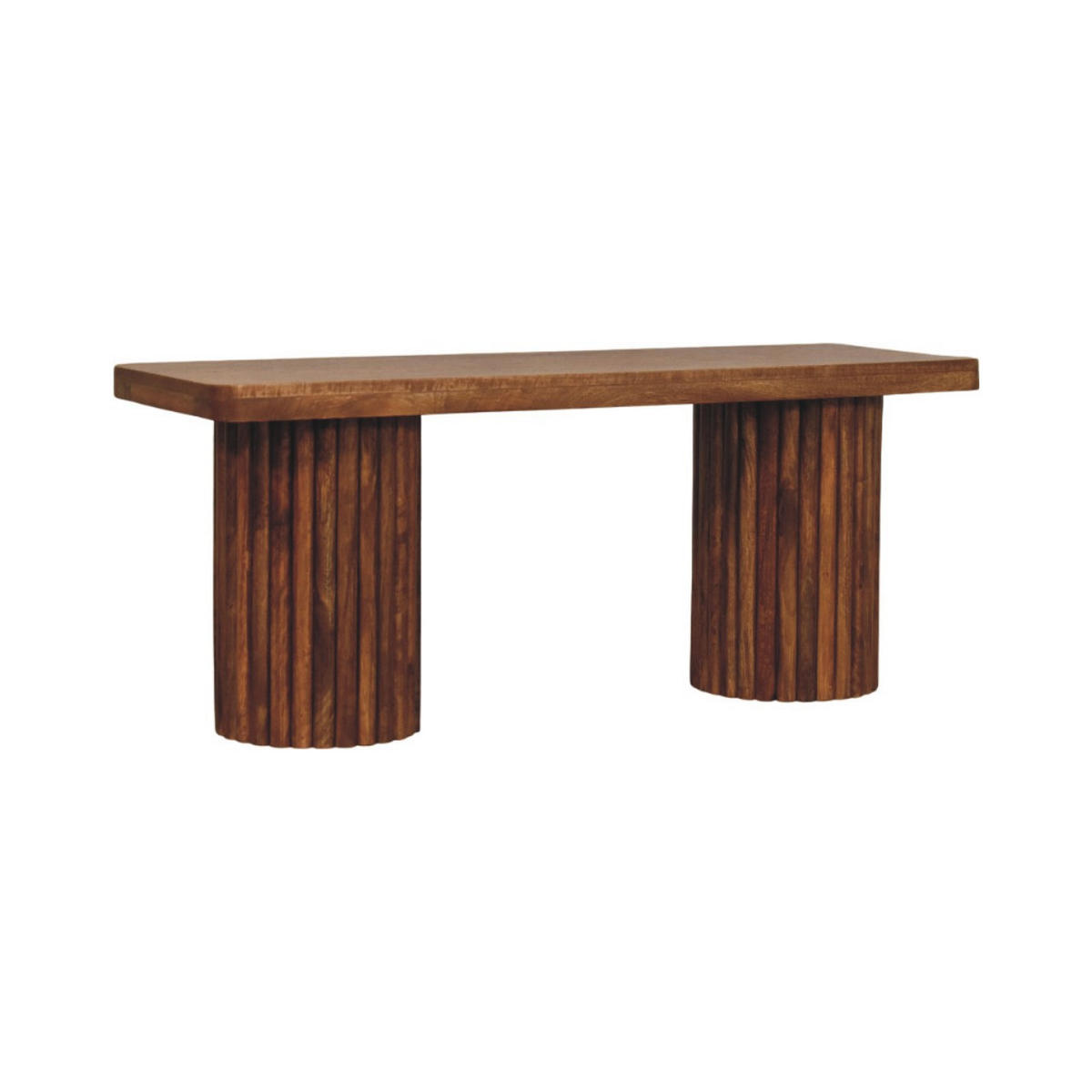 LAVICA s povrchovou úpravou Amber Oak, 2 valcovité drážkované podstavce, teplohnedá - hnedá, drevo (110/45/35cm) - Artisan Furniture