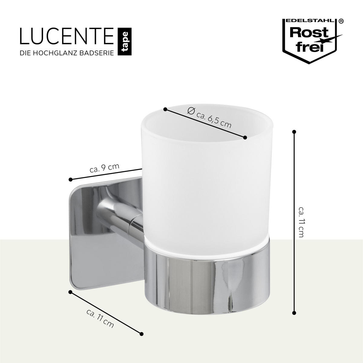 BECHERHALTER LUCENTE TAPE, Edelstahl - Chromfarben, Metall (9/11/11cm) - bremermann