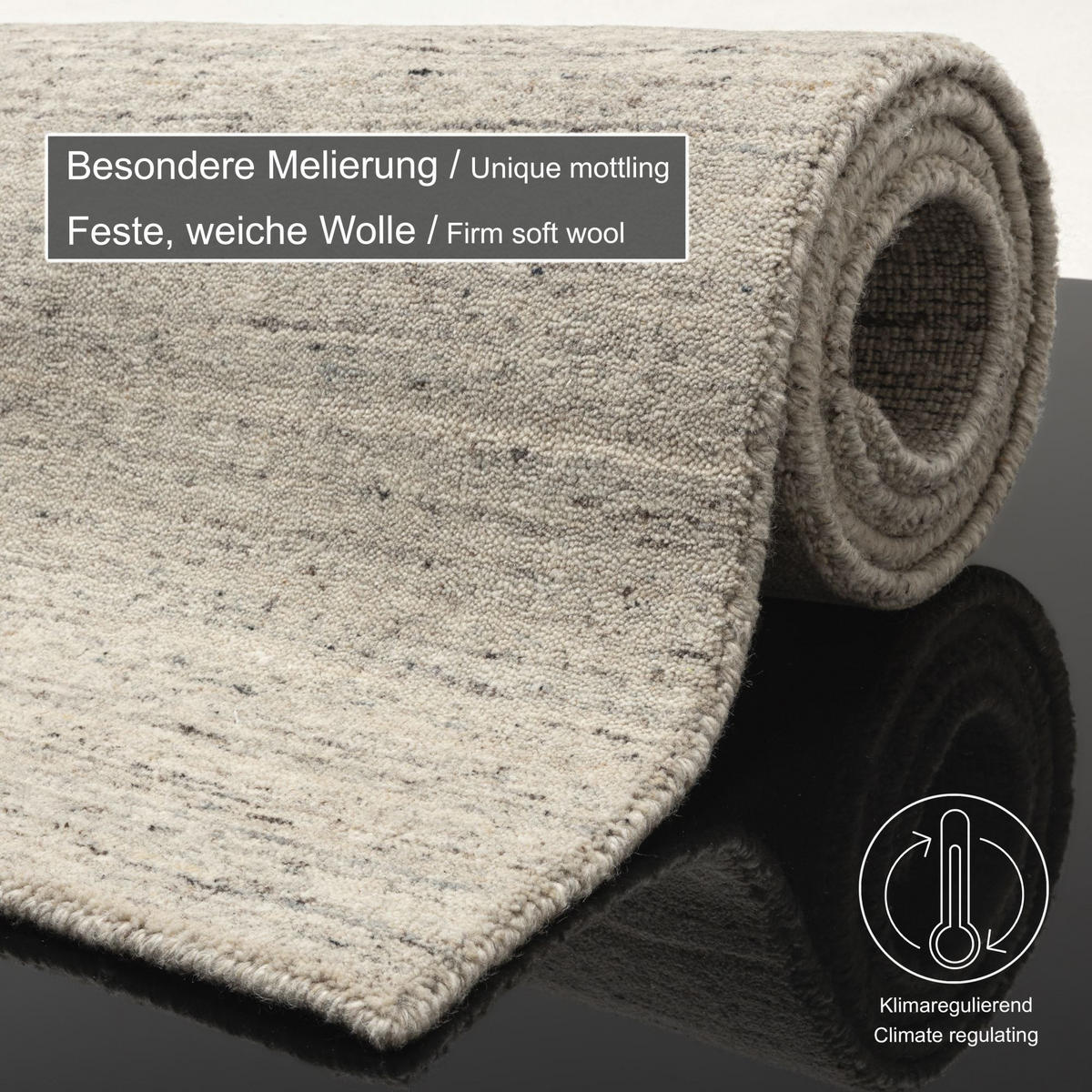 HANDWEBTEPPICH Pure 70x140 cm - Hellgrau, Textil (70/140cm) - THEKO