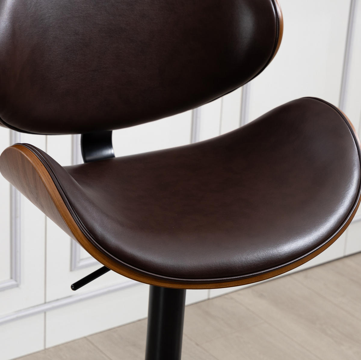 BARHOCKER drehbar höhenverstellbar 2er-Set PU-Leder Braun - Braun, Metall (50/93/51cm) - Meubliv