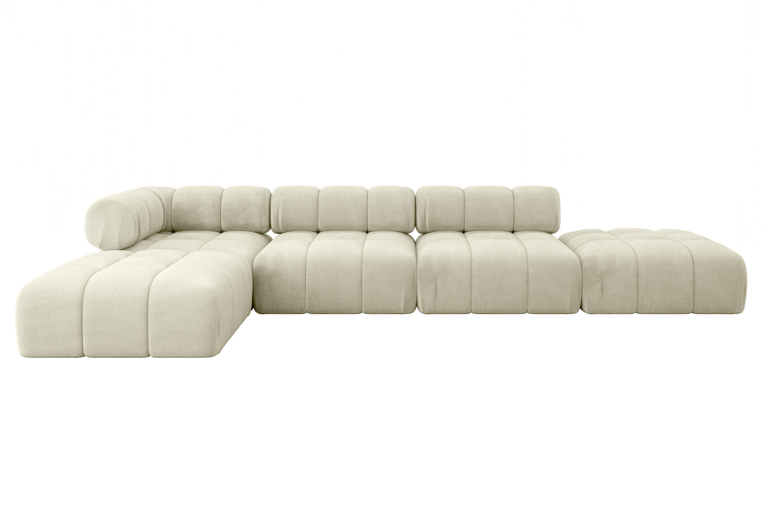 ECKSOFA modulares Sofa Kerru-L2 - 380x190x70 cm Beige Velours - Beige, Holzwerkstoff/Textil (380/190cm) - ALTDECOR