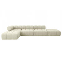 ECKSOFA modulares Sofa Kerru-L2 - 380x190x70 cm Beige Velours - Beige, Holzwerkstoff/Textil (380/190cm) - ALTDECOR
