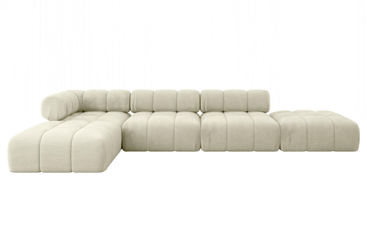 ECKSOFA modulares Sofa Kerru-L2 - 380x190x70 cm Beige Velours - Beige, Holzwerkstoff/Textil (380/190cm) - ALTDECOR