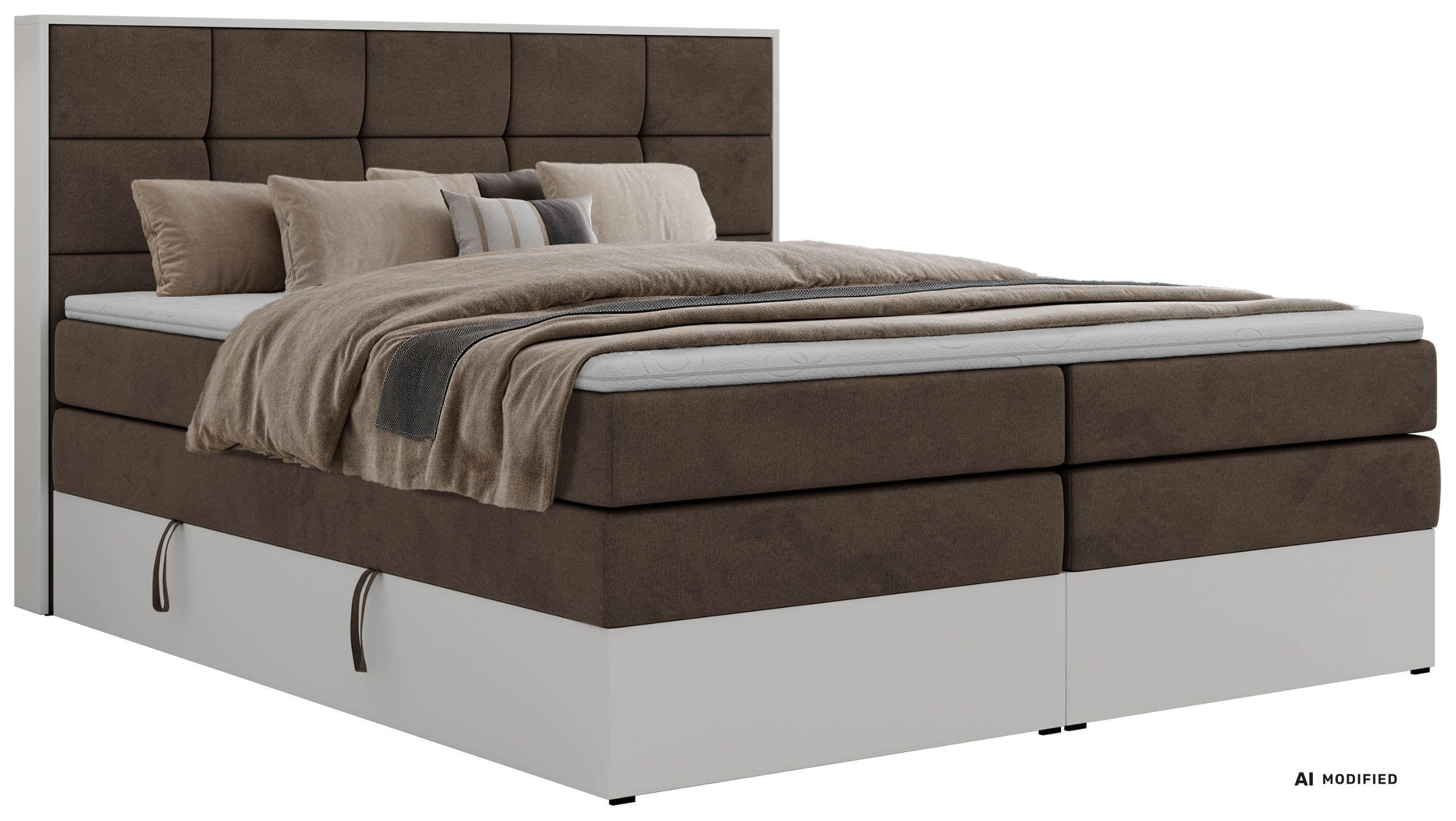 BOXSPRINGBETT ALVIT KING 140/200 - Braun Velvet - Topper T25 - H4 - Schwarz/Braun, Kunststoff/Textil (140/200cm) - MKS