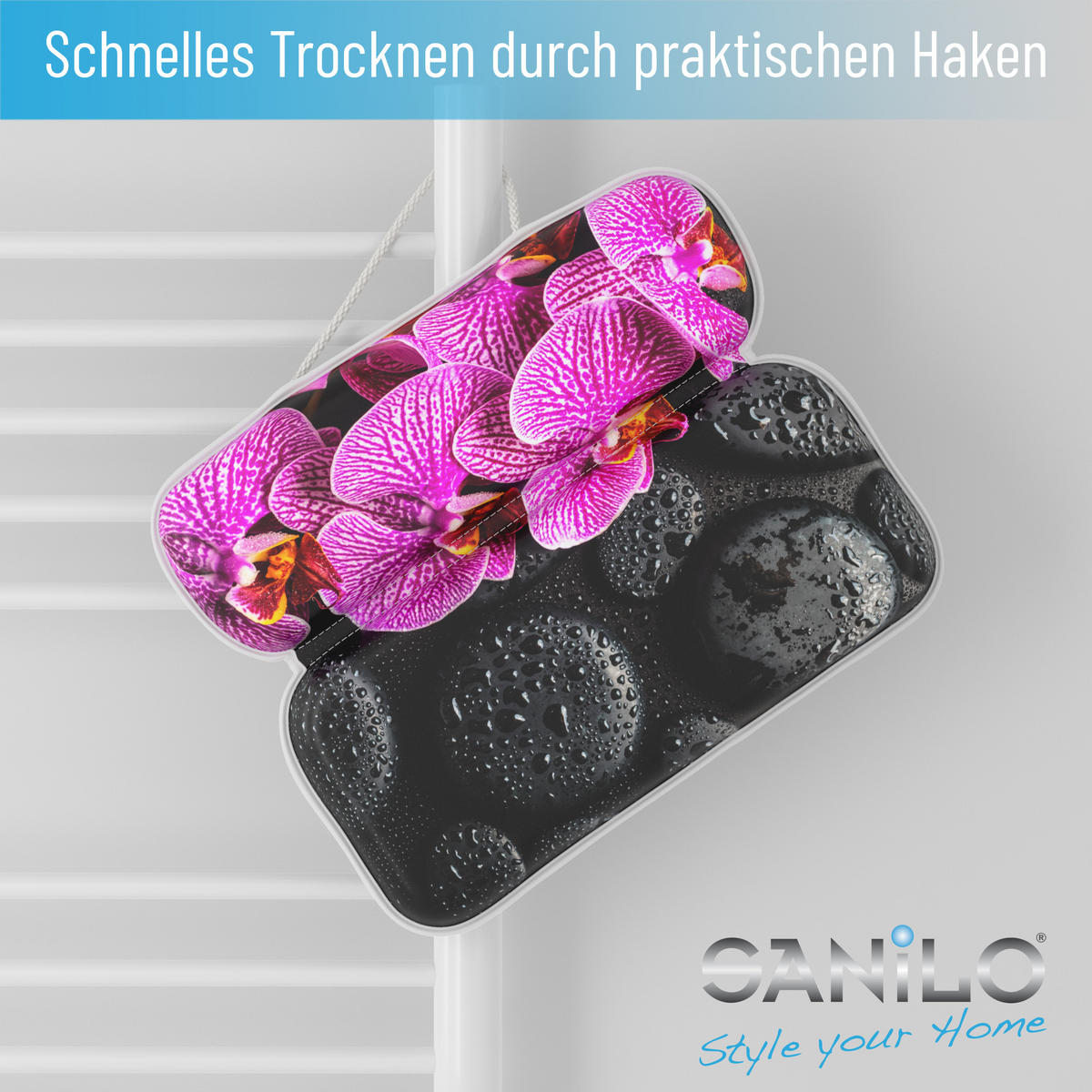 BADEWANNENKISSEN Madeira - Schwarz, Kunststoff (39/5.5cm) - Sanilo