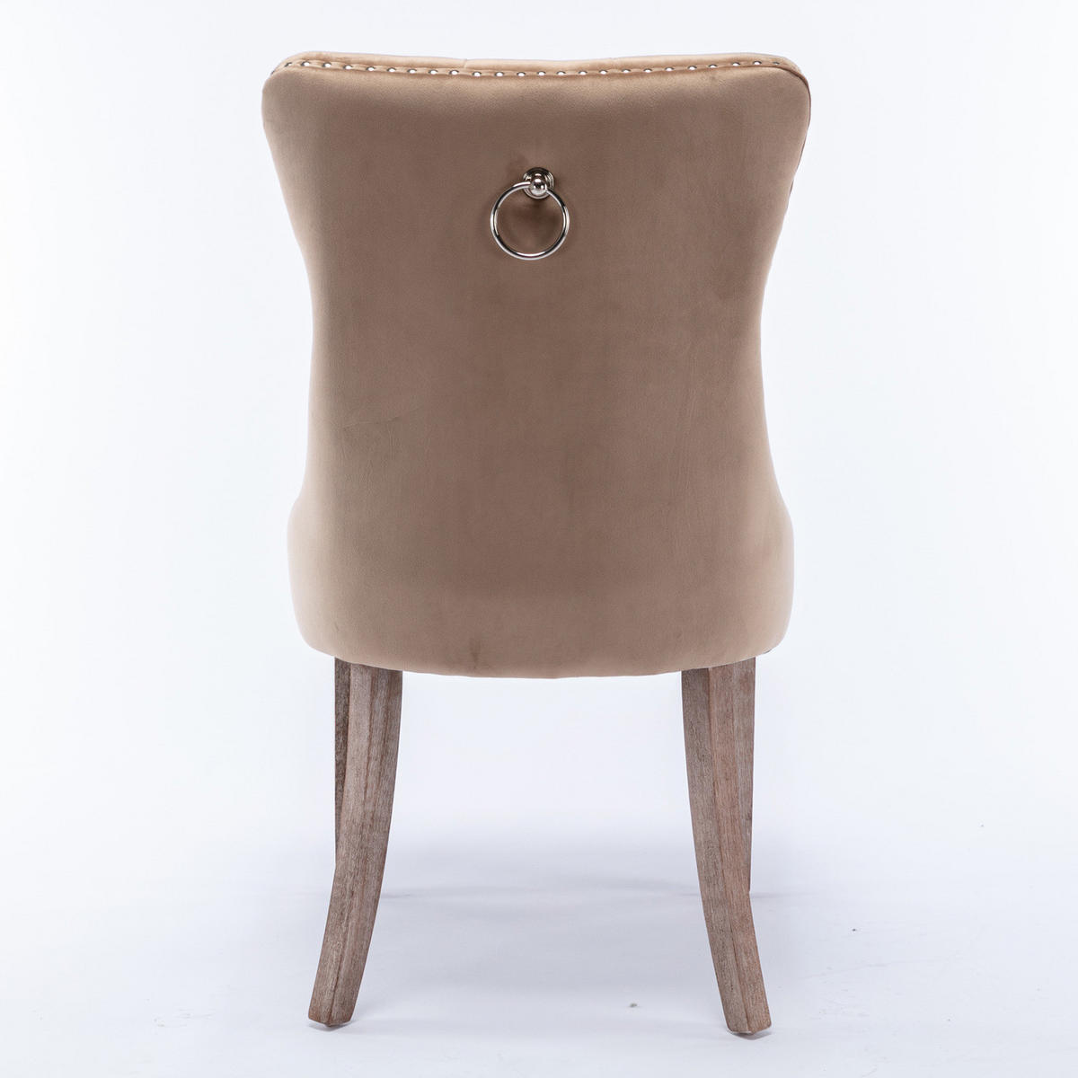 ESSZIMMERSTUHL Samt mit hoher Rückenlehne Massivholzgestell Khaki 2er-Set - Braun, Holz (50/95/65cm) - Meubliv