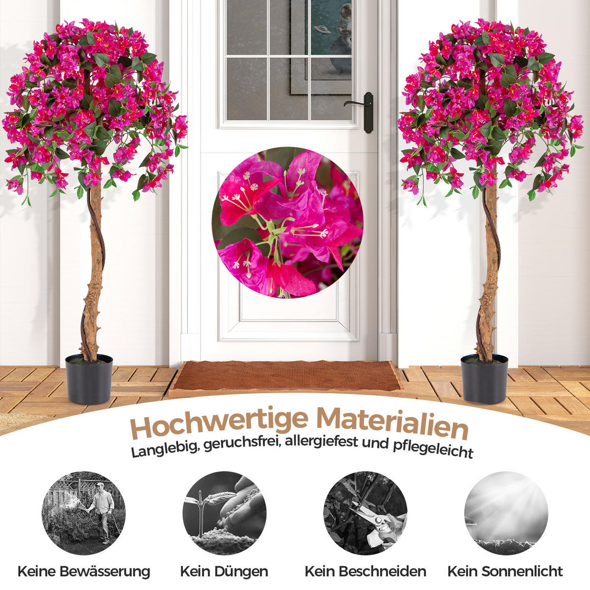 AZALEENBAUM Künstlicher 135 cm rot - Grün, Kunststoff (135cm) - COSTWAY