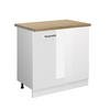 ECKUNTERSCHRANK R-Line Weiß Hochglanz 86 cm, AP Eiche - Weiß Hochglanz/Weiß, Holzwerkstoff (86/81.6/60cm) - Vicco