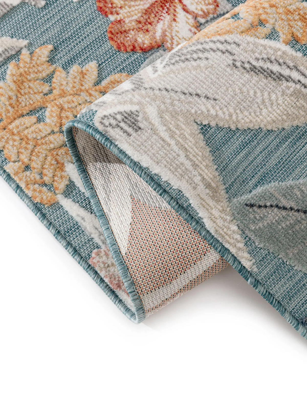 OUTDOORLÄUFER Flora Multicolor 80x250 cm - Blau/Creme, Kunststoff (80/250cm) - benuta