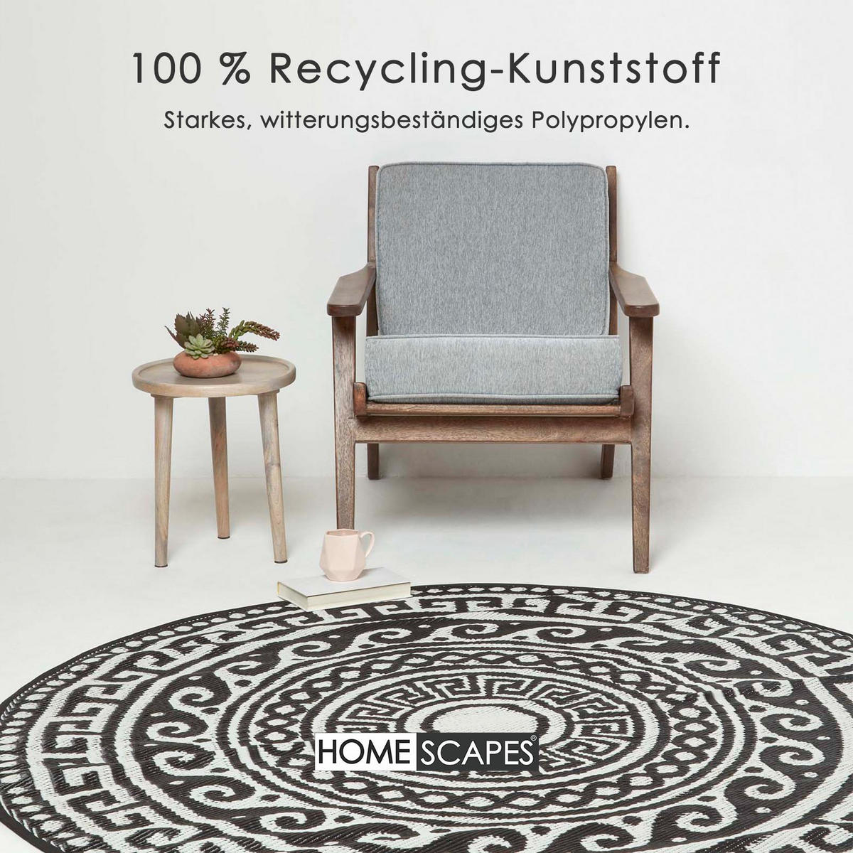 OUTDOORTEPPICH Enid rund mit Ethno-Muster 180 cm - Multicolor, Kunststoff (180/180cm) - Homescapes