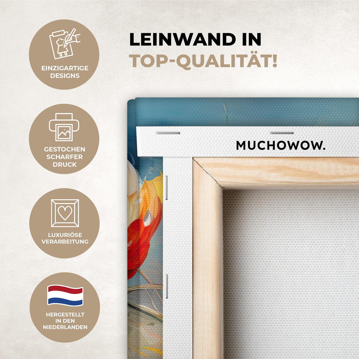 LEINWANDBILD Blumen - Aquarell - Kunst - Botanisch - Natur Wandbild Wohnzimmer 50x50 cm - Orange, Textil (50/50cm) - MuchoWow