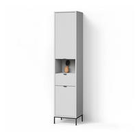 BADSCHRANK ATERNO Weiß 40 x 190 cm mit Türen, und Schublade - Weiß, Holzwerkstoff (40/190/35cm) - Livinity®